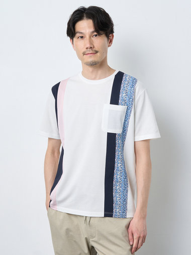 【早割30%OFF対象】リップルプリント切替半袖Tシャツ