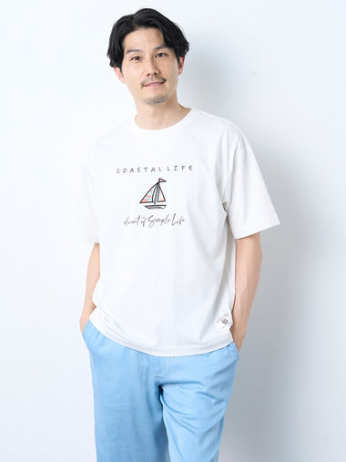 【早割30%OFF対象】リラックスフィットヨットプリント半袖Tシャツ