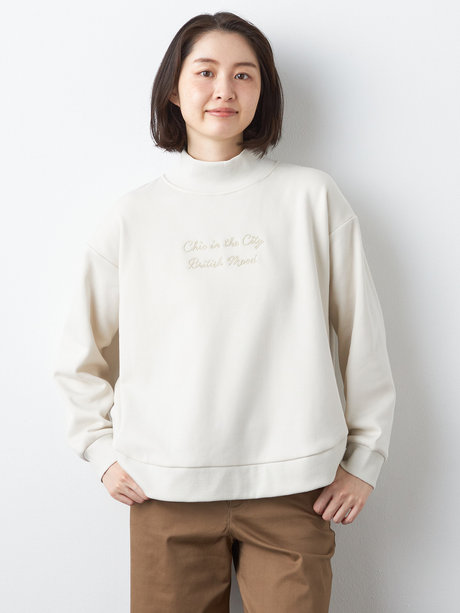 裏シャギー刺繍プルオーバー